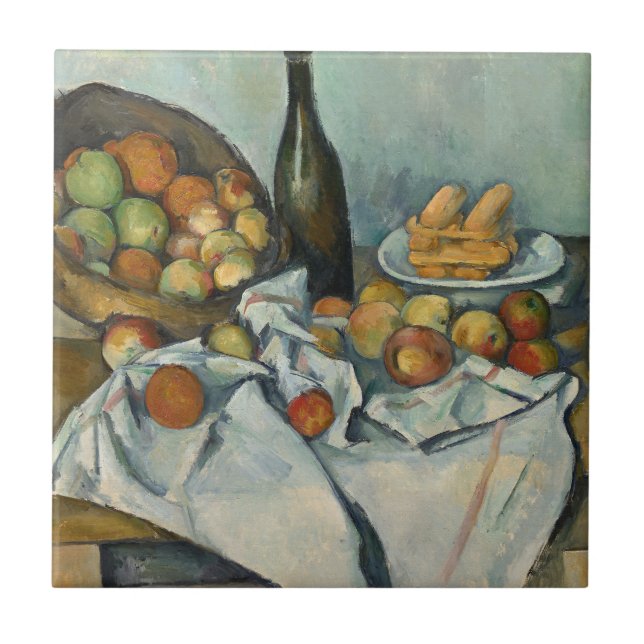 Cezanne Basket Apples Impressionism Art Ceramic Tile (Front)