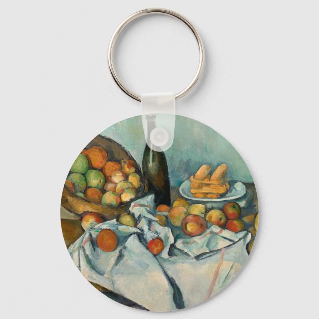 Cezanne Basket Apples Impressionism Art Key Ring (Front)