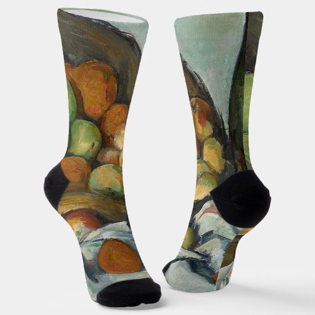 Cezanne Basket Apples Impressionism Art Socks (Angled)