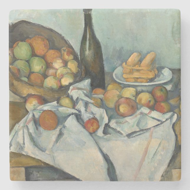 Cezanne Basket Apples Impressionism Art Stone Coaster (Front)