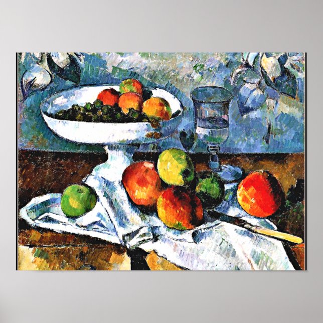 Cezanne - Compotier, Glass and Apple, Poster (Front)