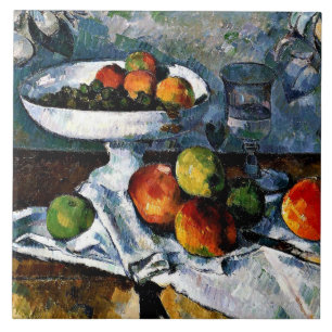 Cezanne - Compotier, Glass, Apples Ceramic Tile