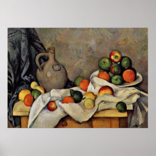 Cezanne - Curtain, Jug and Fruit, Poster