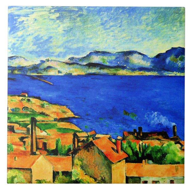 Cezanne - Gulf of Marseille, famous painting,  Ceramic Tile (Front)