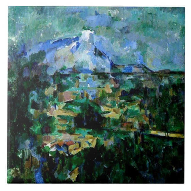 Cezanne - Mont Sainte-Victoire, famous painting, Ceramic Tile (Front)