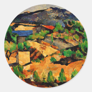 Cezanne - Mountains seen from l'Estaque Square Classic Round Sticker