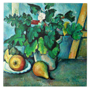 Cezanne - Pot of Primroses and Fruit, Ceramic Tile