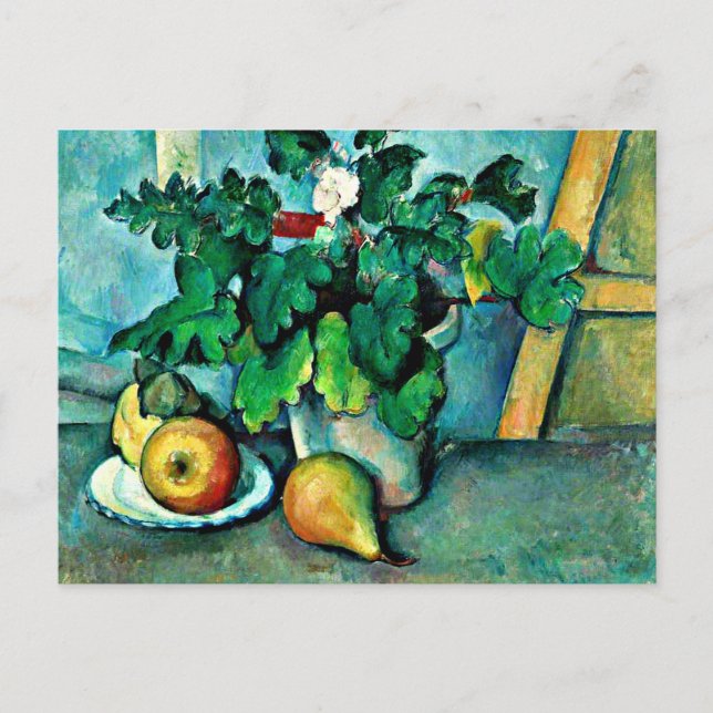 Cezanne - Pot of Primroses and Fruit Postcard (Front)