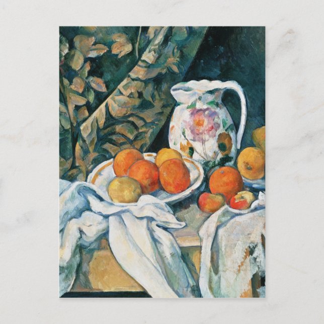 Cezanne Still Life Curtain,Flowered Pitcher,Fruit Postcard (Front)