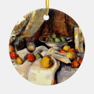 Cezanne - Still life, Post, Bottle, Cup and Fruit Ceramic Tree Decoration