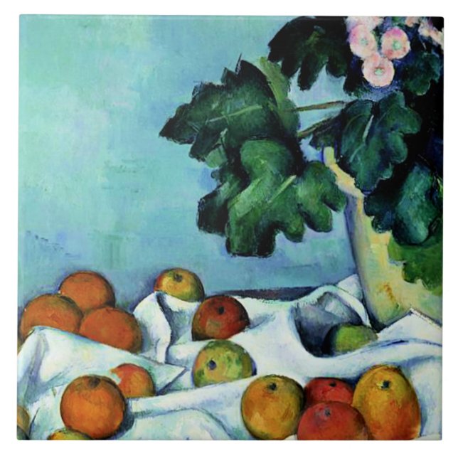 Cezanne - Still Life with Apples and Primroses Ceramic Tile (Front)