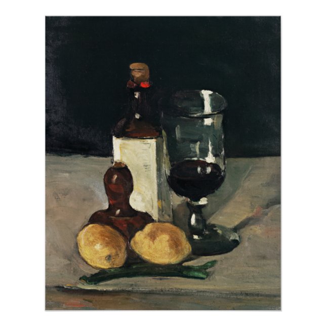 Cezanne - Still Life with Bottle, Glass, Lemons Poster (Front)
