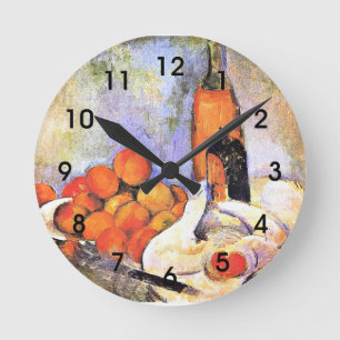 Cezanne - Still Life with Bottles and Apples Round Clock