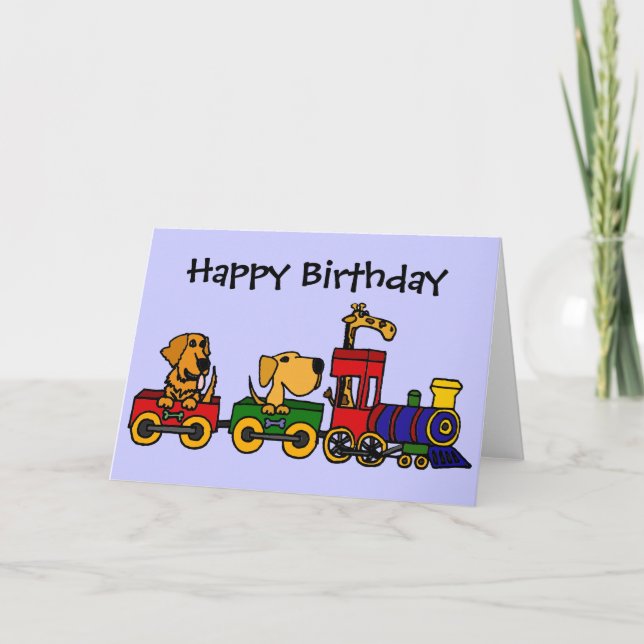 CF- Cartoon Train with Dogs and Giraffe Card (Front)