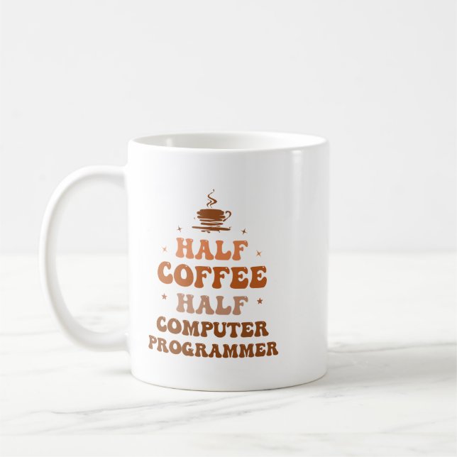 CF Coffee Half Coffee Half Computer Programmer Fun Mug (Left)