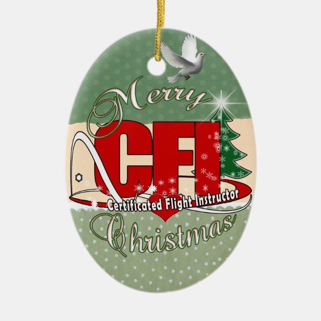 CFI CHRISTMAS Certificated Flight Instructor Ceramic Ornament (Front)