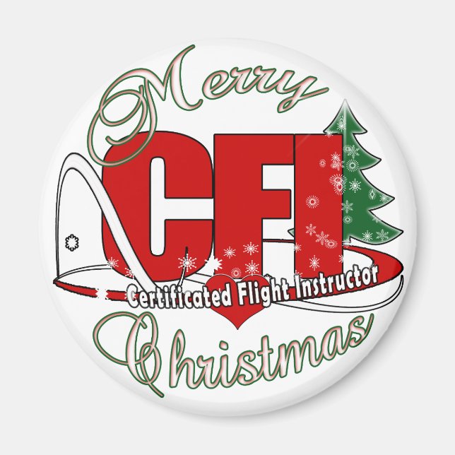 CFI CHRISTMAS Certificated Flight Instructor Magnet (Front)