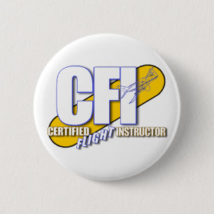 CFI LOGO - CERTIFIED FLIGHT INSTRUCTOR 6 CM ROUND BADGE