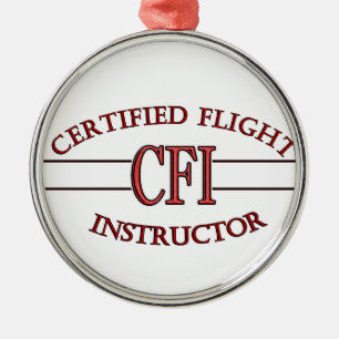 CFI LOGO RED CERTIFIED FLIGHT INSTRUCTOR METAL ORNAMENT