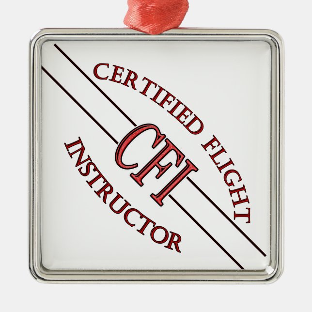 CFI LOGO RED CERTIFIED FLIGHT INSTRUCTOR METAL TREE DECORATION (Front)