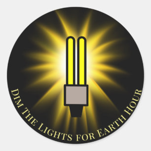 CFL Bulb Dim The Lights Earth Hour  Classic Round Sticker