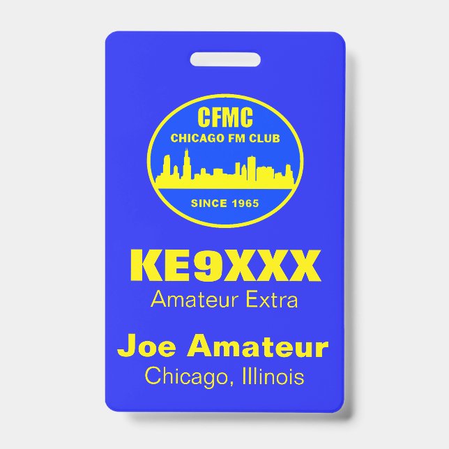 CFMC Vertical Call Sign & Name Badge ID Badge (Front)