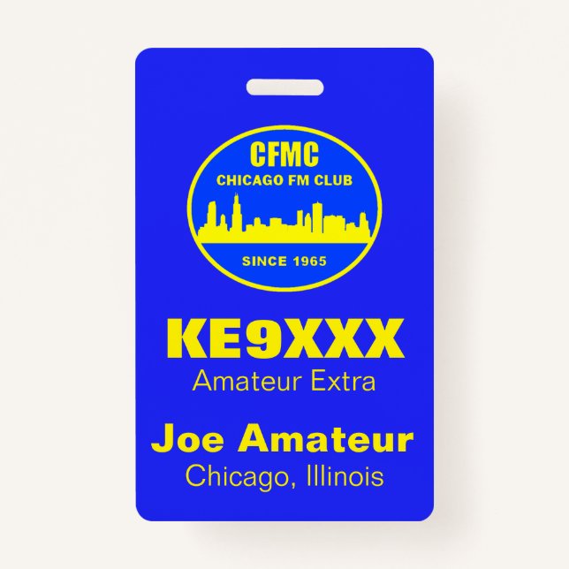 CFMC Vertical Call Sign & Name Badge ID Badge (Front)