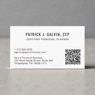 CFP Certified Financial Planner QR Code Business Card