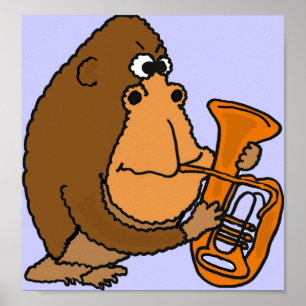 CG- Funny Gorilla Playing the Tuba Poster