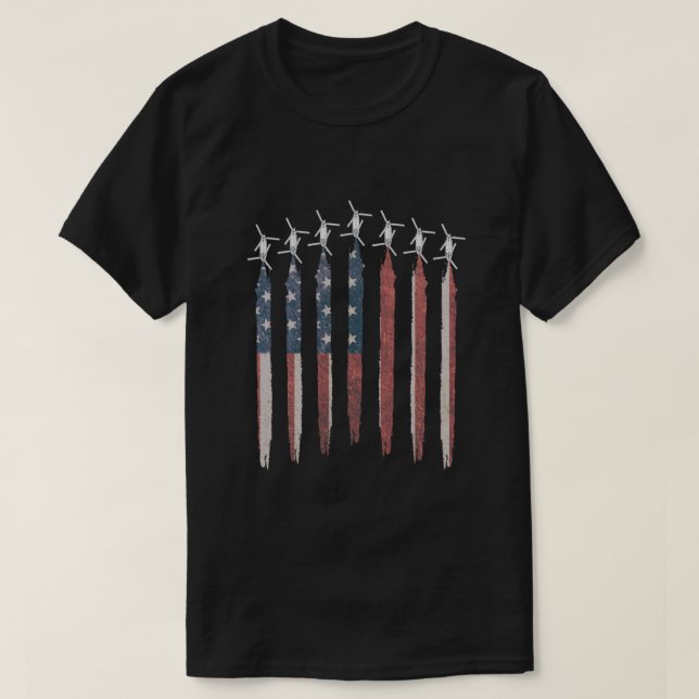 CH47 Chinook Helicopter American Flag Chinook Squa T-Shirt (Design Front)