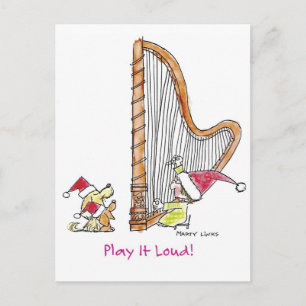 CH-004 Christmas Harp Holiday Postcard