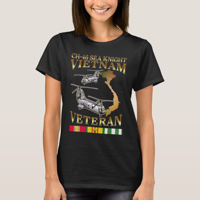 Ch 46 sea knight helicopter Vietnam War Veteran T-Shirt (Front)