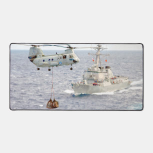 CH-46E SEA KNIGHT and DDG 82 Desk Mat