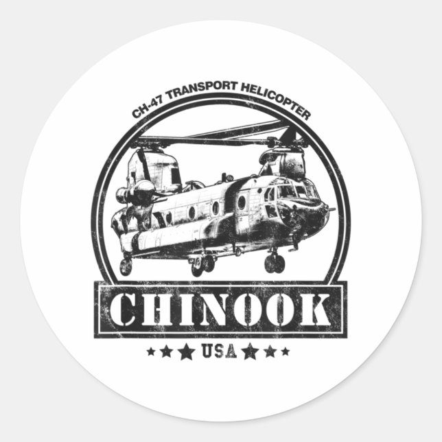 CH-47 Chinook Helicopter Classic Round Sticker (Front)