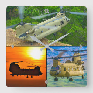 CH-47F CHINOOK SQUARE WALL CLOCK
