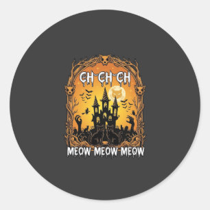 Ch Meow Halloween Haunted Castle_1 Classic Round Sticker
