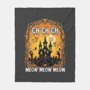 Ch Meow Halloween Haunted Castle_1 Fleece Blanket
