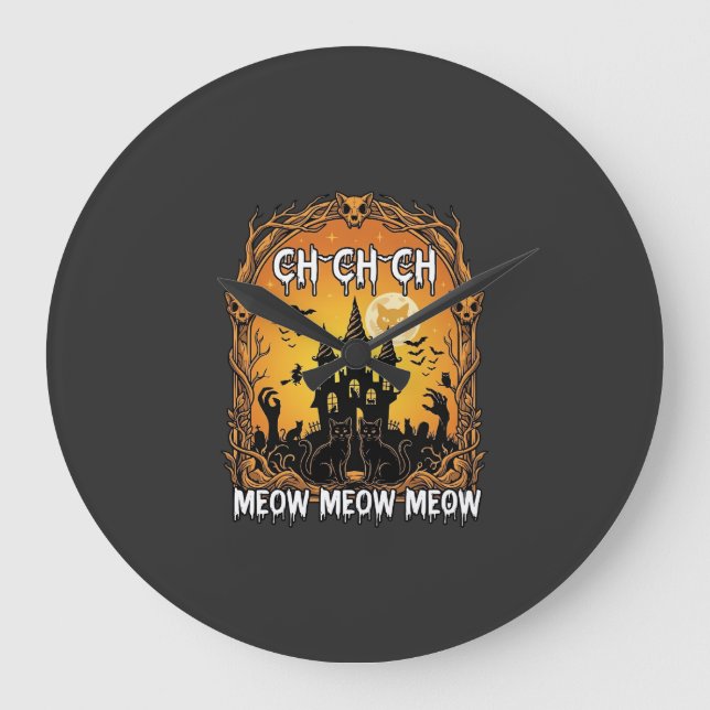 Ch Meow Halloween Haunted Castle_1 Large Clock (Front)