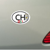 CH - Swiss-Neuchâtel Flags with Edelweiss Flowers Car Magnet