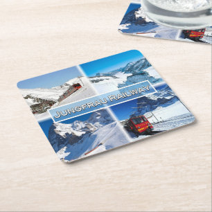 CH Switzerland -  Jungfrau Railway - Square Paper Coaster