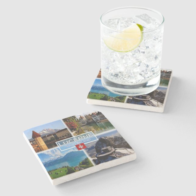 CH Switzerland - Lucerne - Chapel Bridge - Old Tow Stone Coaster (Side)