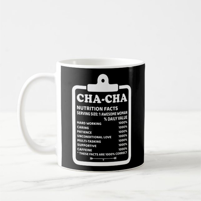 Cha-Cha Nutritional Facts Grandma Coffee Mug (Left)
