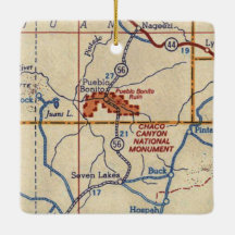 Chaco Canyon National Monument Vintage Map