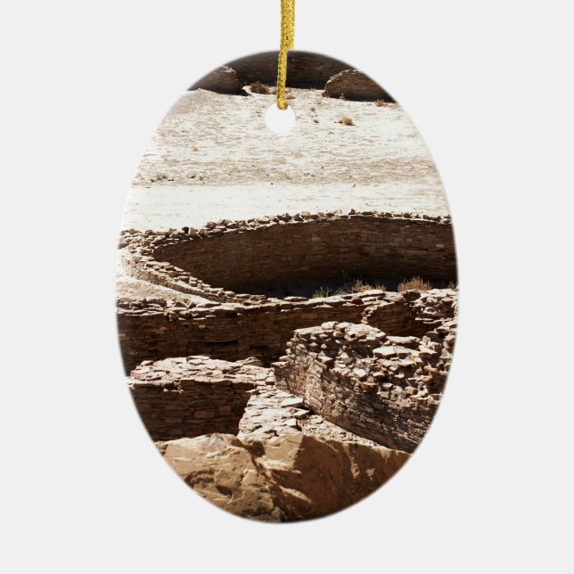 Chaco Canyon New Mexico Ceramic Tree Decoration (Front)