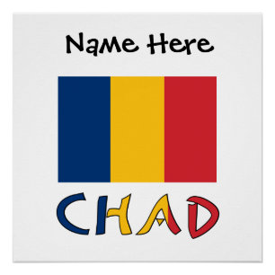 Chad Chadian Flag Black Personalisation Poster