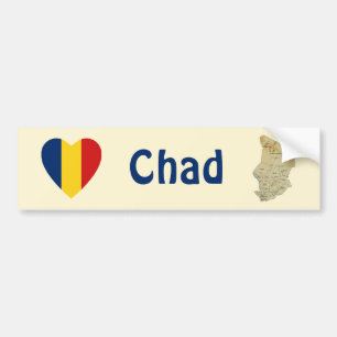 Chad Flag Heart + Map Bumper Sticker