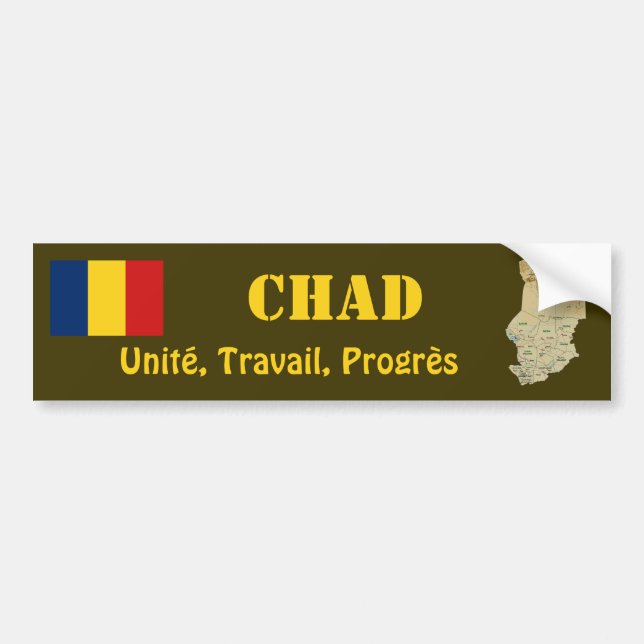 Chad Flag + Map Bumper Sticker (Front)