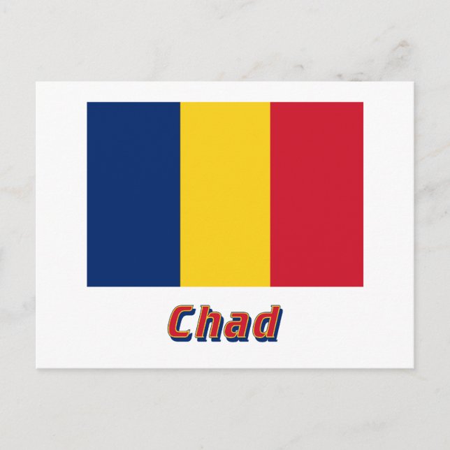 Chad Flag with Name Postcard (Front)
