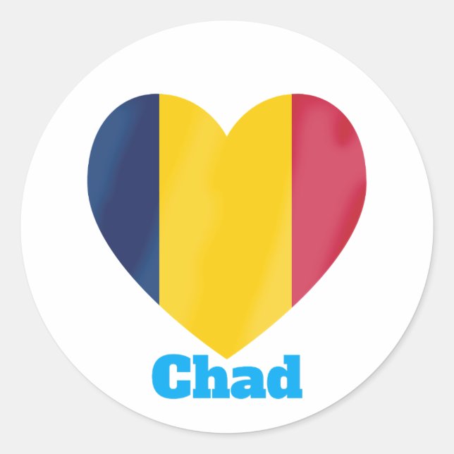 Chad Heart Flag  Classic Round Sticker (Front)