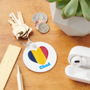 Chad Heart Flag Key Ring